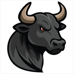Vector illustration of a strong bull head in bold mascot style. Ideal for logos, esports, branding, or tattoo designs that represent power, determination, and fearless spirit.