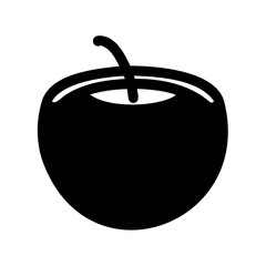 Stylized Apple Silhouette with Stem, Minimalist Design for Various Applications