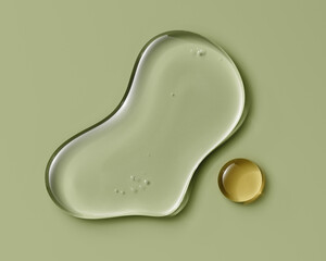 Soothing and Hydrating Serum for face, skincare beauty product gel texture with drop of oil. 3d rendering