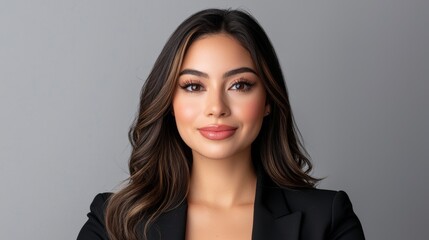 Naklejka premium Confident Businesswoman Portrait Attractive Woman in Black Blazer