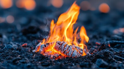 Burning Embers  Fiery Flames  Close up Fire