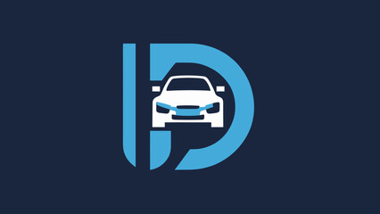 Modern Blue Letter D and White Car Automotive Logo Icon Design