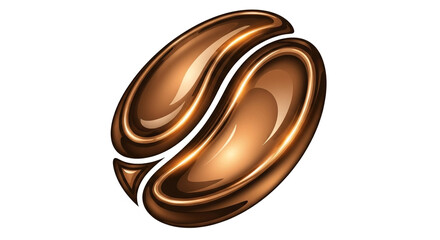 Obraz premium A Glossy Realistic Brown Coffee Bean Icon with a Swirling Design Symbolizing Energy and Natural Goodness for Beverage and Cafe Branding