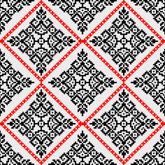 black and white seamless pattern
The symmetrical layout and handcrafted pixel texture evoke...