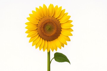 Bright Yellow Sunflower Isolated on White Background