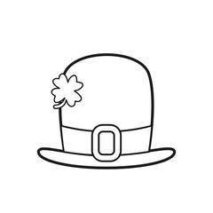 Minimal leprechaun hat outline drawing – simple black line St. Patrick’s Day vector with buckle and clovers, great for festive decor, crafts, and party projects.