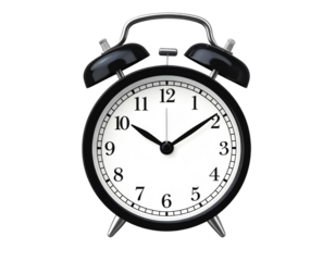 Minimalist Vector Illustration of Black Twin Bell Alarm Clock, Isolated