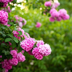 Close-up of vibrant pink hydrangeas