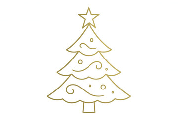 Obraz premium Golden christmas tree with star and decorations celebrating winter holidays on transparent background