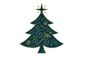 Obraz premium Elegant christmas tree with golden decorations and transparent background, ideal for festive projects