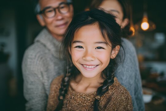 Step-daughter beaming like sunshine in a blended family garden perfect for support ads.