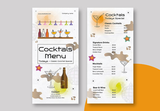 Cocktail Bar Menu Layout