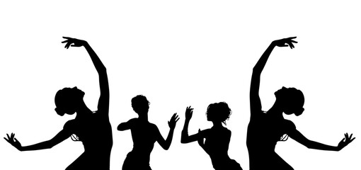 set of Women dancers silhouette isolated on white background , vector illustration design.