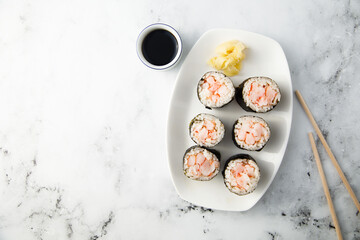 Maki rolls with shrimp and ginger