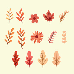 set of collection autumn leaves design