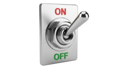Toggle switch in ON position, modern design, ready to activate and power up a project