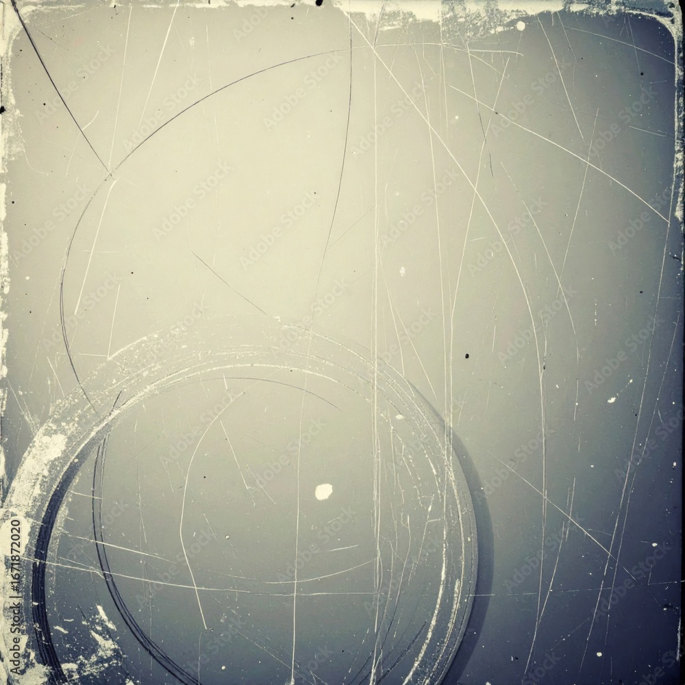 Aufkleber abstract gray background with curved lines circles and scratch texture overlay