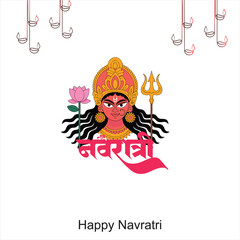 Happy Shubh Navratri: A Vision of Durga in Full Glory, Her Many Arms Holding the Universe’s Balance, Framed by the Vibrance of Celebration and Faith