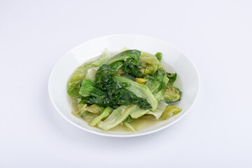 Stir-fried lettuce on the plate