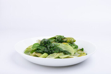 Stir-fried lettuce on the plate
