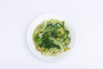 Stir-fried lettuce on the plate