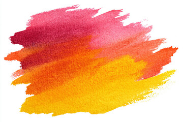 Abstract watercolor paint brush strokes in warm colors red orange yellow
