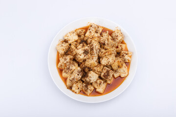 Stir-fried tofu on the plate