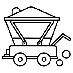 Fertilizer Spreader Machine Line Art Vector Icon Minimalist Agricultural Equipment Illustration