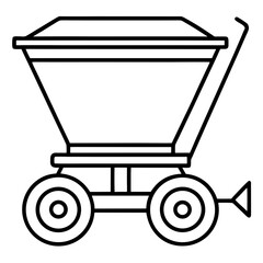 Fertilizer Spreader Machine Line Art Vector Icon Minimalist Agricultural Equipment Illustration