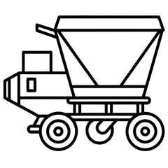 Fertilizer Spreader Machine Line Art Vector Icon Minimalist Agricultural Equipment Illustration