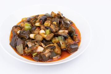 The stir-fried eggplant on the plate
