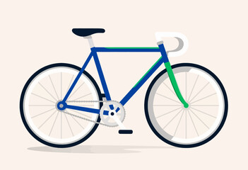 Modern Minimalist Bike Illustration in Blue and Green