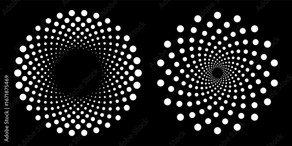 Aufkleber halftone circular dotted frames set. circle dots texture isolated on white background. spotted spray