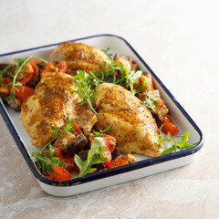 Chicken with baked vegetables