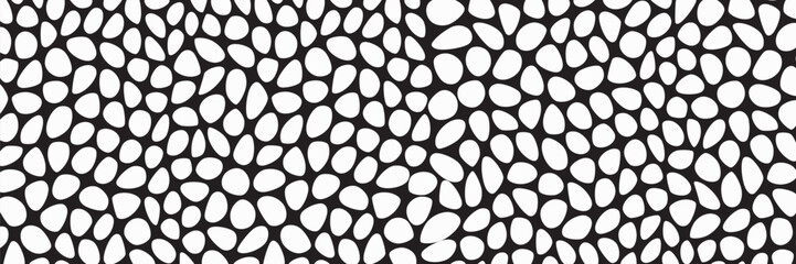 Black and white geometric seamless patterns vector set. Irregular shapes repeated backdrop for web tiles, science and interior designs. voronoi line polygonal cells template background collection