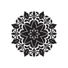 A vector illustration of a floral mandala silhouette. 