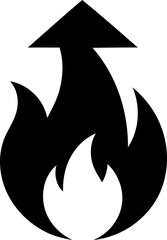 Rising flame arrow upward growth success heat energy power