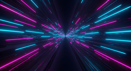 Futuristic Animated Tunnel – High-Speed Journey Through Glowing Neon Light Patterns and Geometric Design