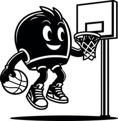 Basketball Mascot Dunking with Hoop