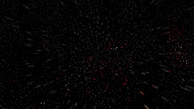 Abstract Particle Explosion Bursting From Center Dynamic Black Background Space Dust Glittering Light Streaks Animated Digital Art Design Concept for Sci- Fi V F X Titles Transitions
