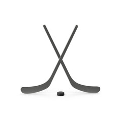 Hockey Sticks and Puck Ice Hockey Graphics 3d Png