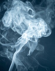 Elegant White Smoke Swirling in the Dark Background Creating Abstract Patterns and Textures