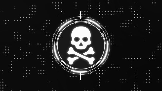 Digital Skull and Crossbones Target Symbol with Glitch Effect image photo