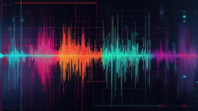 Colorful audio waveform graphic
