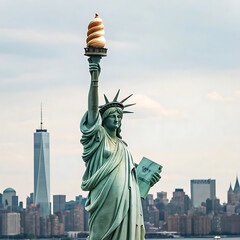 Fototapeta premium statue of liberty and manhattan