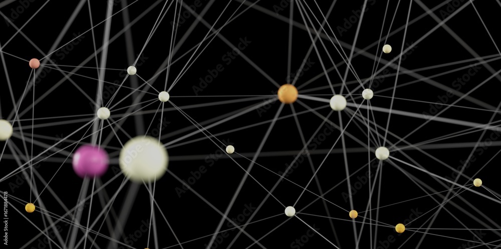 Poster stock photo of an abstract network. nodes and lines illustrate connection and communication.