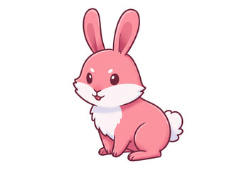 Fototapeta premium Adorable pink cartoon bunny peeking out with a playful smile, perfect for Easter and children's designs