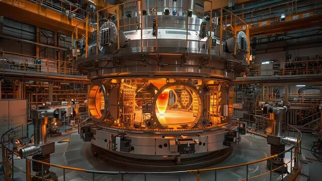 Industrial glass manufacturing machine footage