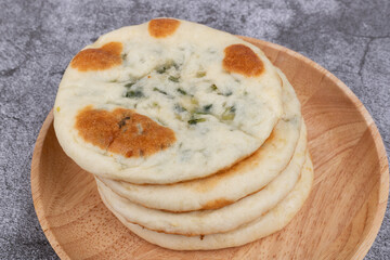 The leek pancakes on the plate