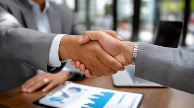 Investor handshake with CEO solidifying mutual trust in business strategy - Powered by Adobe